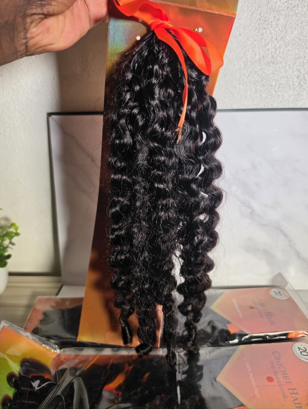 3 Pack Brumese Crochet Human  Hair Extensions 20- Inch